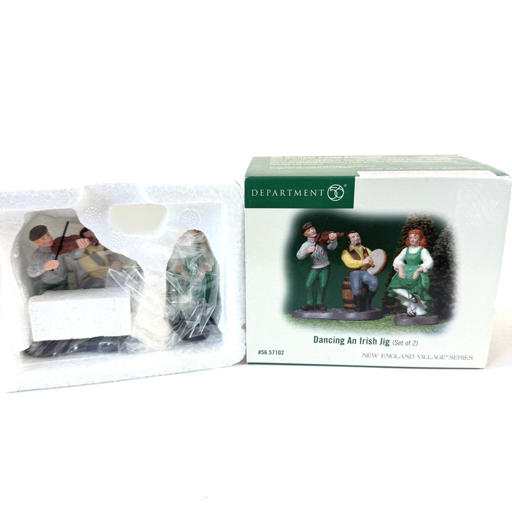 Dept 56 New England Village Dancing An Irish Jig #57102 Set of 2 Retired Box